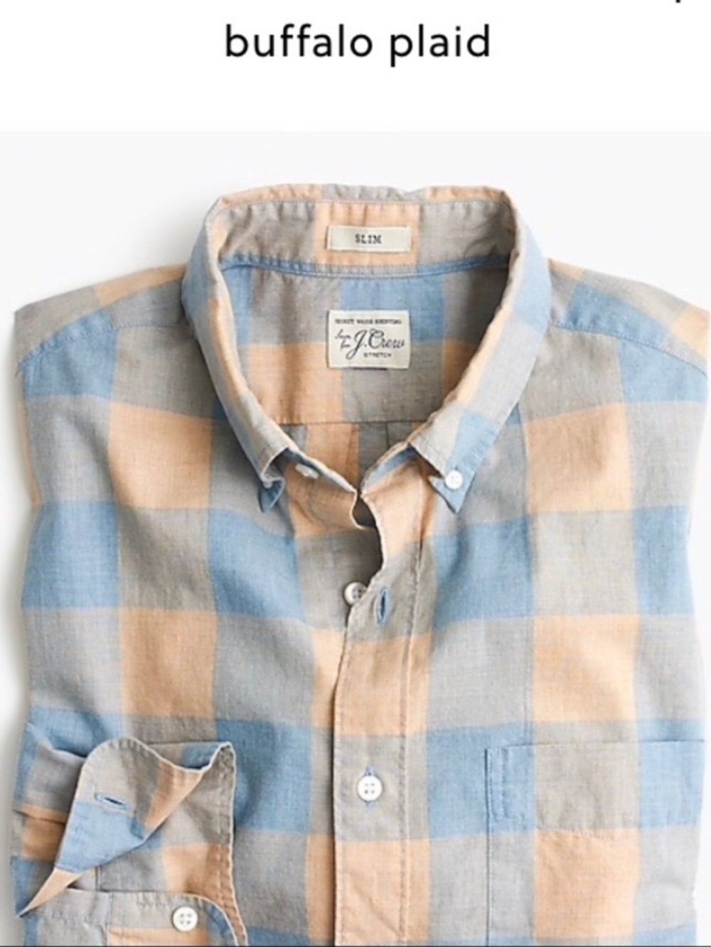 J. Crew Factory Slim Flex Heather Washed Button Down Shirt Buffalo Check Gingham